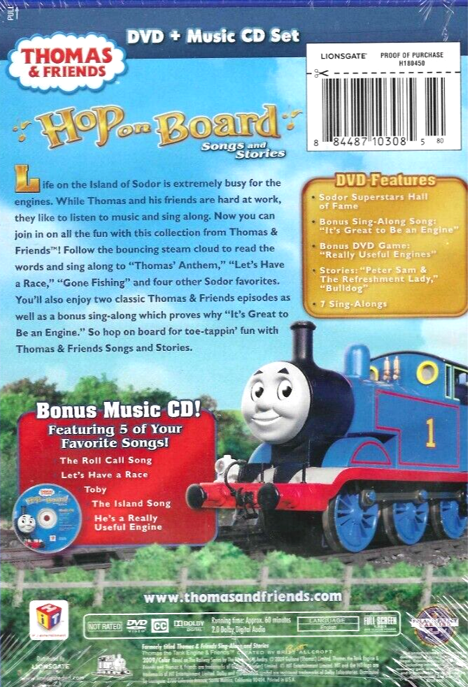 Thomas and Friends: Hop on Board NEW! DVD & CD , Songs