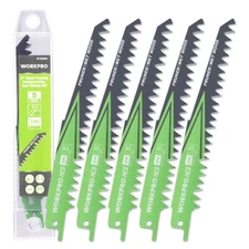 WORKPRO 5PC 6" Wood Pruning Reciprocating Saw Blade Set 5 TPI Pruning Saw Blades