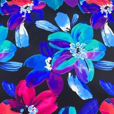Printed Neon Flowers 4-Way Stretch Fabric 60" Wide Swimsuit Spandex By The Yard