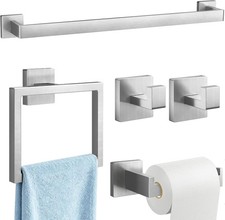 5-Pieces Bathroom Accessory Hardware 24-Inch Extended Towel Bar Set Wall Mounted