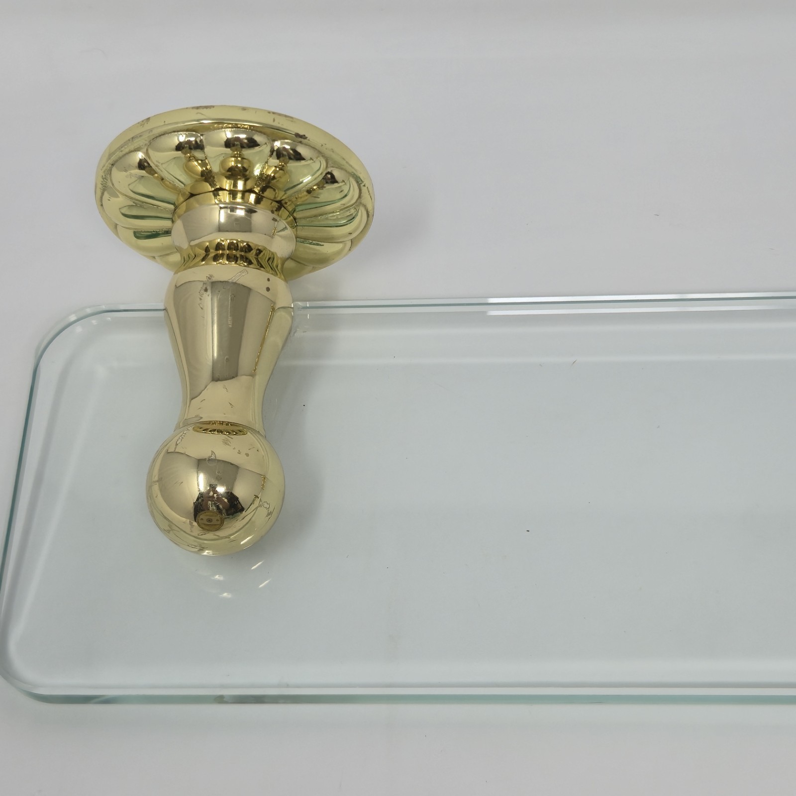 ​Vintage Solid Brass Glass Bathroom Hardware Set Shelf+Soap Dish+Brush Holder image 8
