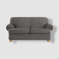 SureFit Beige Gray Slate Ultimate Stretch Suede 3-Piece Loveseat Slipcover