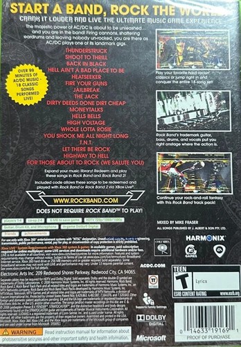 AC/DC LIVE para Consola de Sistema Xbox 360 Manual Sellado Folleto Incluido - Imagen 2 de 2