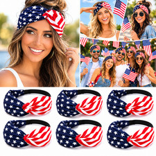 6PCS Patriotic American Flag Knotted Headbands 4th of July USA Stars  Stripes