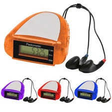 1 Pedometer FM Radio Scanner Stereo Earbuds Battery Operated Activity Tracker