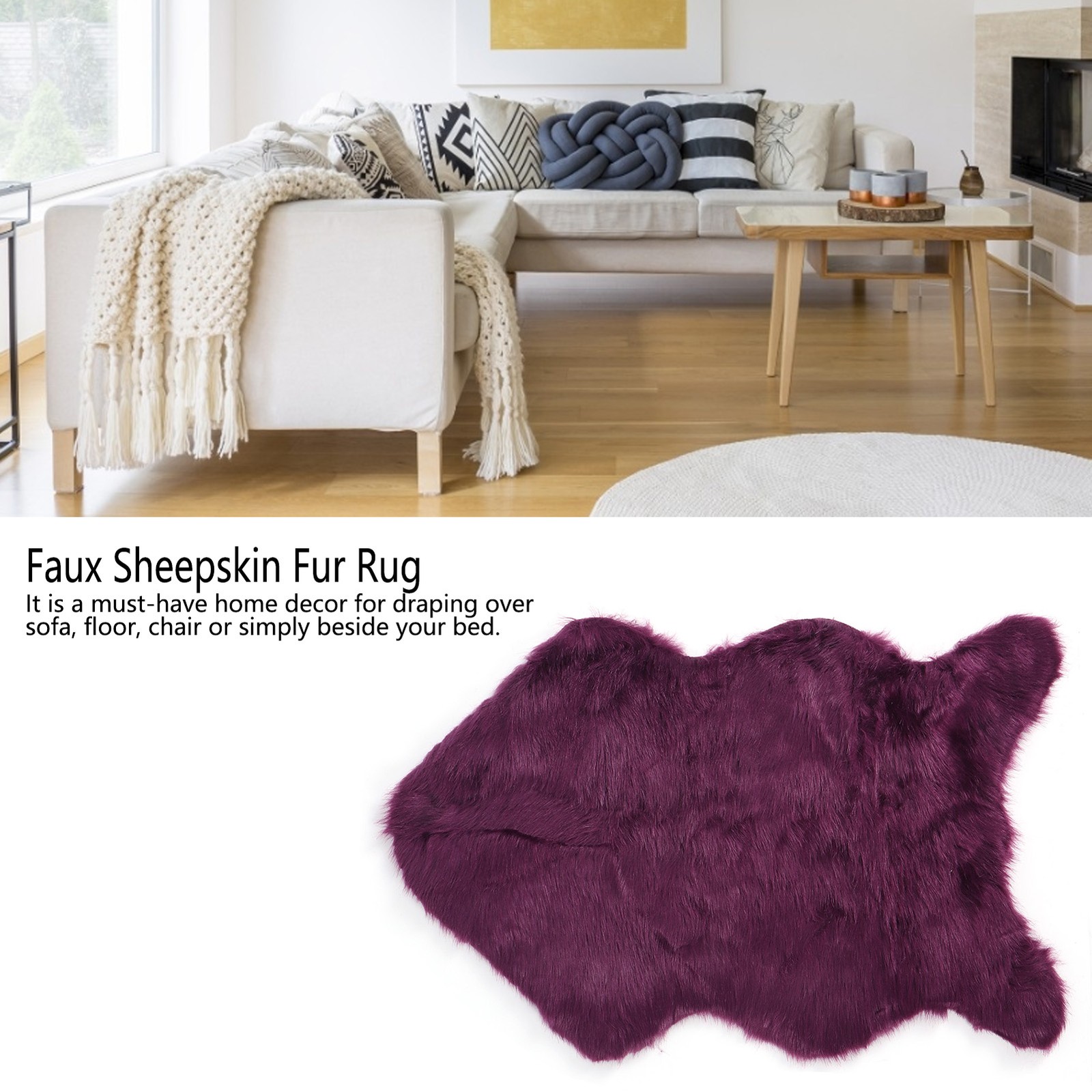 Faux Sheepskin Fur Rug Soft Carpet Area Rug For Bedroom Sofa Floor Living Room