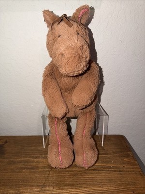 Jellycat Retired  I Am Piper  Brown Horse, Pink Plaid Piping Beanbag Clean 16 In