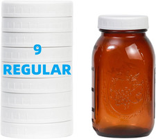 9 Pack Upgraded White Regular Mouth Mason Jar Lids with Silicone Ring, For Ball