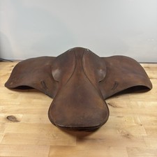 Vintage 16" Brown Leather English Horse Saddle Unbranded