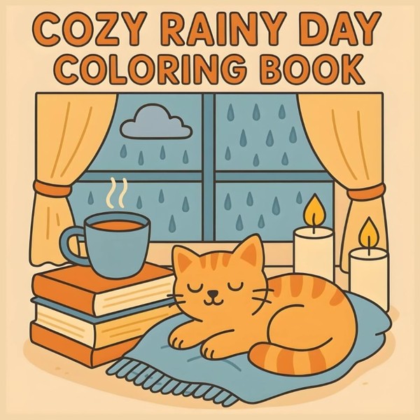 Cozy Rainy Day Coloring Book: Relaxing Scenes To-image