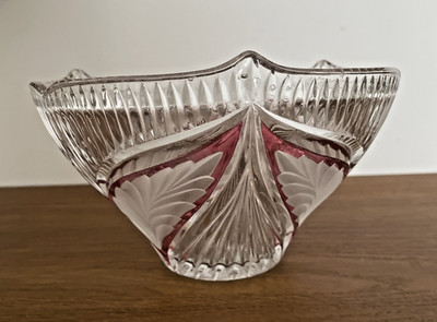 Vintage Glas Kristall bedeckt Schale Rubin Flash Art Deco Design 20 cm (8'') Durchmesser
