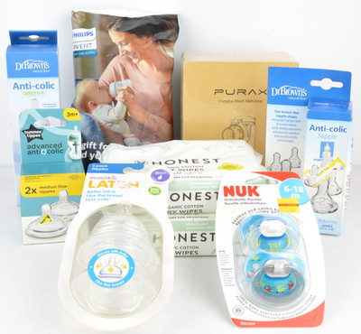 Dr Browns Philips NUK More Baby Bottles Nipples & Supplies Lot of 9 New
