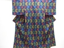 7689544: JAPANESE KIMONO / UNUSED TSUMUGI / WOVEN KIKKO
