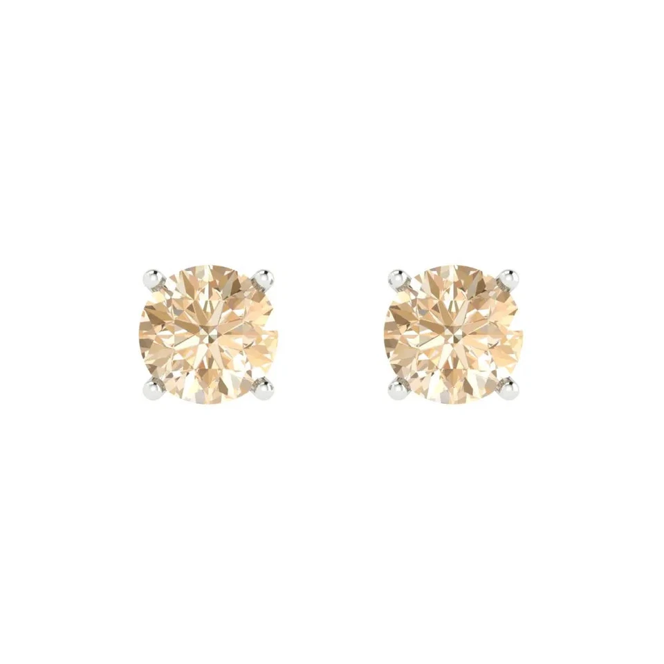 1 cttw Round Natural Morganite Gold-Plated Push Back Stud Earrings for Women - Image 3 of 4