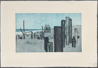 Otto Eglau stages on the North Sea color etching 1961 autographed and numbered