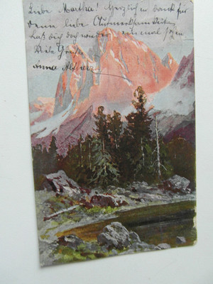 Künstler AK See,Steine,Wald,Schnee,Berglandschaft gel.8.DEZ.03
