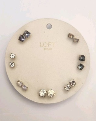 Loft 7 Pair Classy Grey And White Faux Dimond Earrings