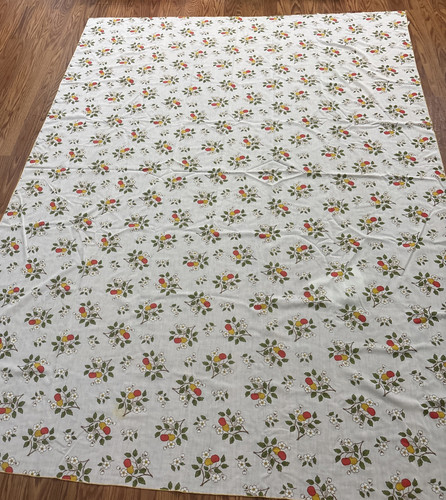 1950’s - 60’s Vintage Cherries Tablecloth 82” X 58” Light Blue Cloth - Bild 1 von 11
