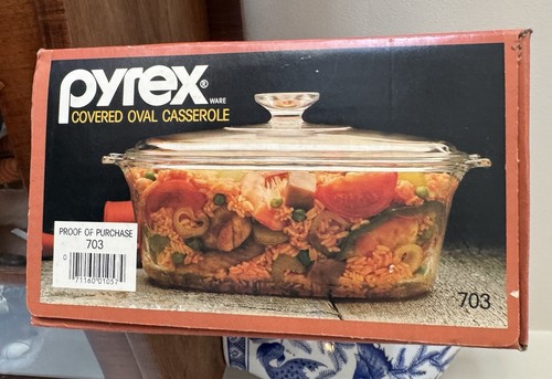 Vintage Pyrex 3 Quart Covered Oval Casserole Dish- Corning #703- New In ...