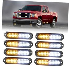 1200T Emergency Strobe Grille Lights: 8pcs 12 LED Sync Feature Amber/White