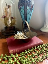 Vintage Small Brass Basket with Foldable Handle