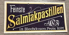 1920 Pappschild Feinste Salmiakpastillen in Blechdosen Stollwerck Automaten alt