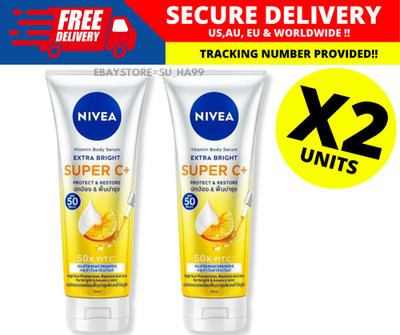 NIVEA Super C+ Extra Bright Body Serum SPF50+++   Vitamin C Sunscreen Lotion X 2