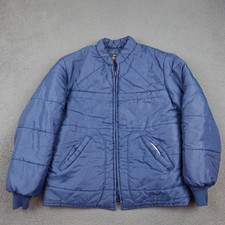 Vintage Sears The Mens Store Jacket Mens Large Blue Quilted Puffer Full Zip