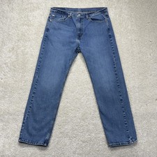 Levis 505 Jeans Mens 36x30 Blue Medium Wash Denim Straight Leg Stretch Casual