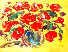 ROSES ABSTRACT ARTWORK DECO canvas painting  Original Oil Painting 5GG