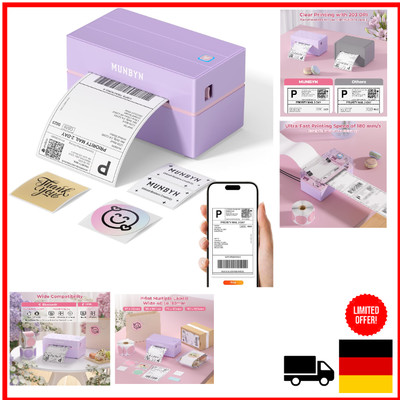 MUNBYN Bluetooth Etikettendrucker | 4x6 Versandetiketten | Farbwechsel