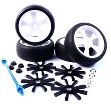NEW Yeah Racing Aluminum Spinner Rims Black 4 9-Spoke Tire Set 1:10 Touring Car
