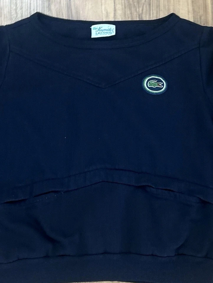Sudadera Tenis Haymaker Lacoste De Colección Rara Para Mujer Grande Azul Bolsillos Frontales Foto 3 de 4
