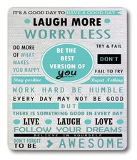 9.5x7.9 inch Inspirational Quotes Laugh More Worry Less Custom Mouse Pad
