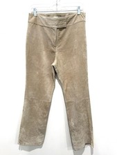 Vintage SORBE Women s Beige High-Rise 100 Suede Y2K Wide Leg Pants Size 10