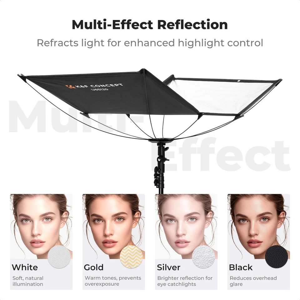 Reflector de cubierta curvada K&F Concept 4 en 1 48"x26" con soporte y bolsa Foto 3 de 4