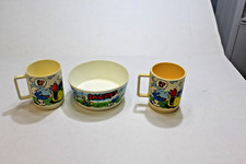 Vintage Smurf Bowl And Two Cup Set