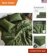 Buttery Soft DOZ Cooling Sheet Set, 100 Bamboo Viscose, Queen - Forest Green