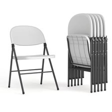 Mirra Granite White Plastic Folding Chairs Set of 6 