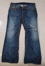 Vintage True Religion Bootcut Distressed Jeans Flared Womens Size 38 Made In USA