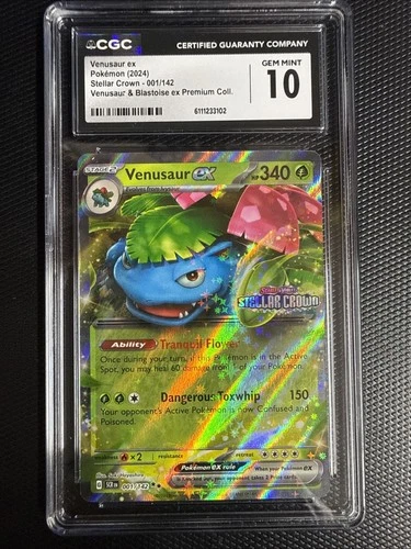 Pokemon 2024 Venusaur ex #001 Holo Stellar Crown CGC 10 Gem Mint