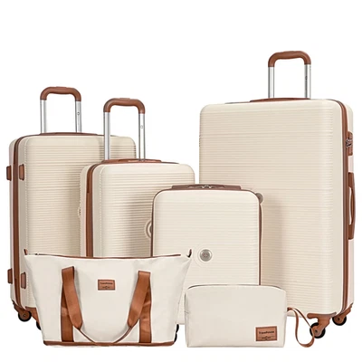 Travelhouse TH6608-6WH 6 Piece Hardshell Luggage Set Hardside Lightweight