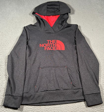 The North Face Hoodie Womens Small Heather Charcoal Graphic Logo Fleece Lined