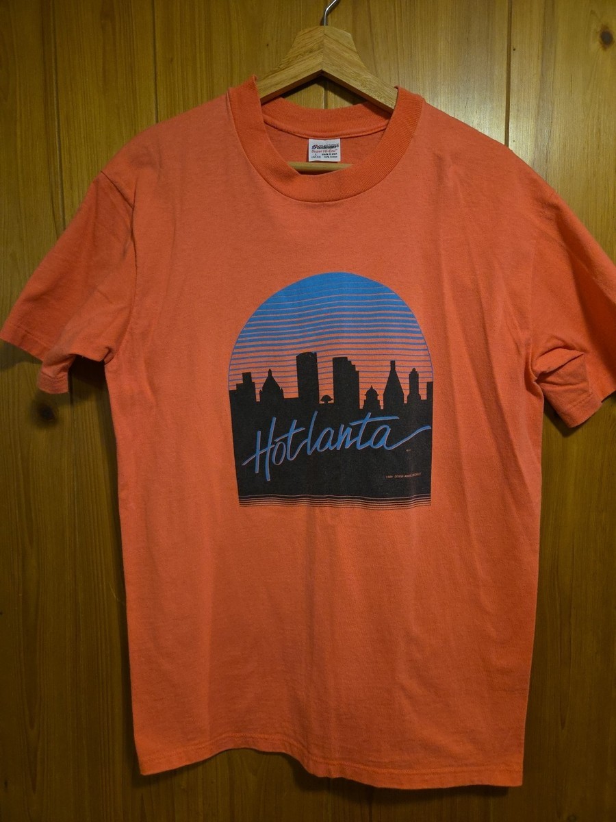 Vintage 80s Hotlanta Peach-Color Single Stitch Atlanta T-shirt L