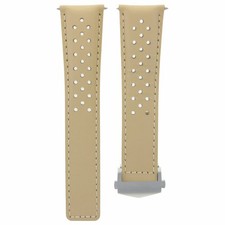 22MM BEIGE LEATHER WATCH BAND STRAP FOR TAG HEUER MONACO CARRERA 1887  CLASP