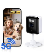 2K Cameras for Home Security, 2.4/5GHz Wi-Fi 6 Indoor Camera for Dog/Pet/Nann...