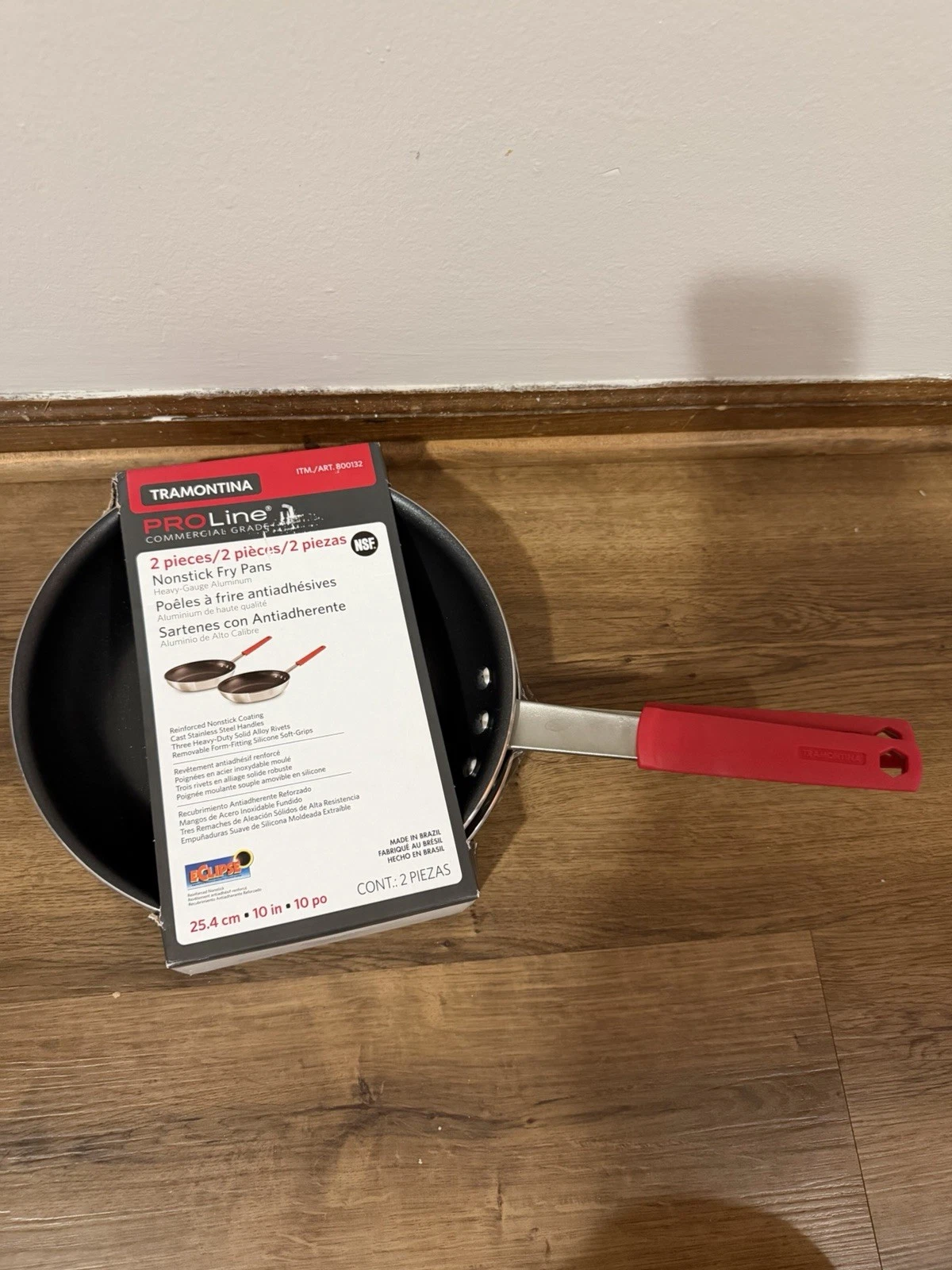 Tramontina PRO Line Nonstick Fry Pan 10 in Red Handle Two-Piece Set