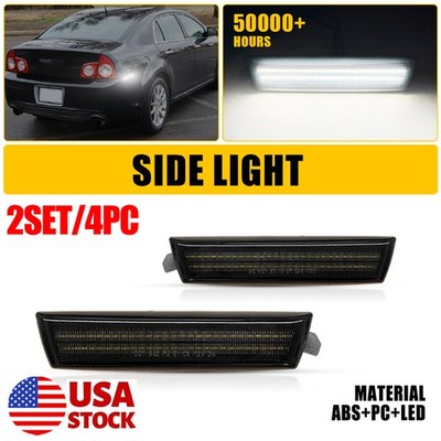 4PC Rear White LED Side Marker Lights Fits Chevrolet Malibu 2008-12 Smoked Lens