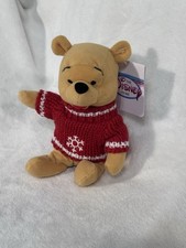 Disney Store Mini Beanbag Snowflake Sweater Pooh NWT