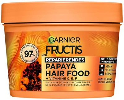Garnier Fructis Papaya Haarmaske, Leave-In für geschädigtes Haar, 3-in-1, 400ml